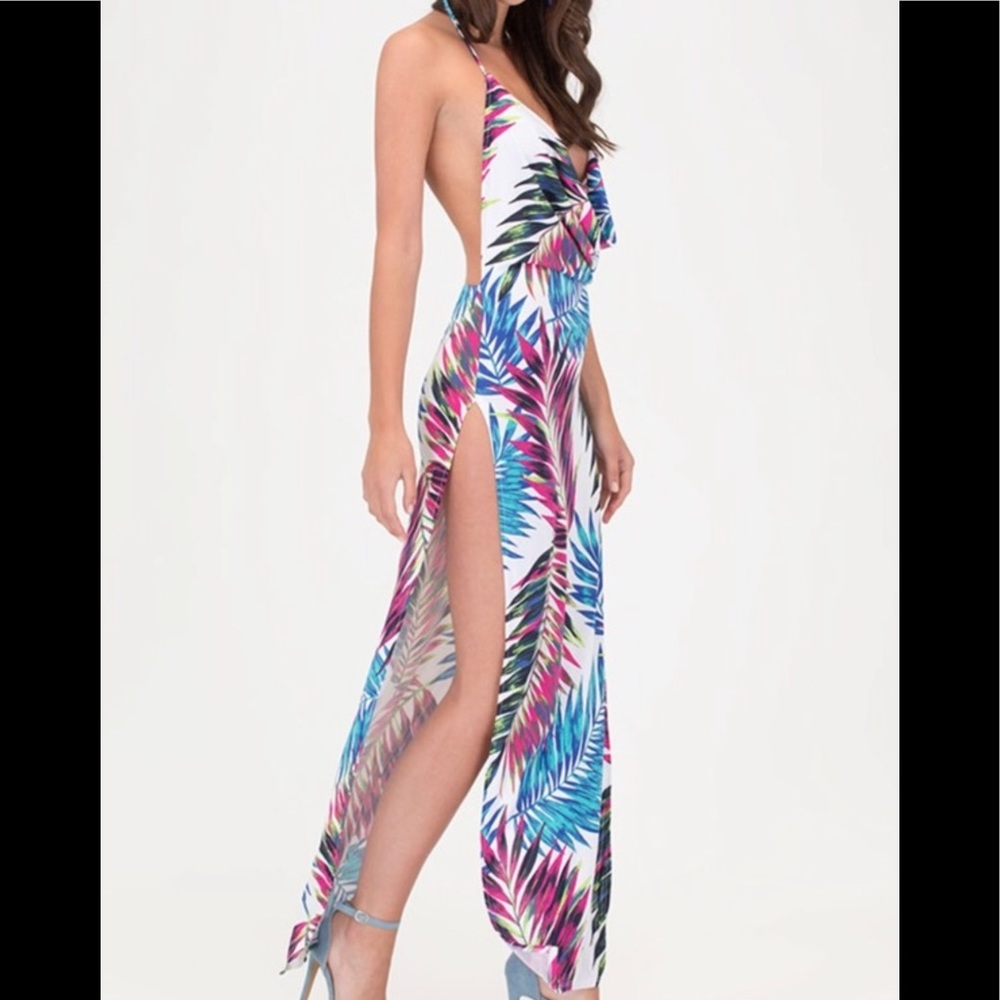 🌟SOLD🌟Palm Beach Plunging Slit Maxi Dress